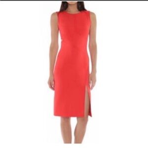 Veronica Beard Red Crewneck Midi Cutout Dress Size 2